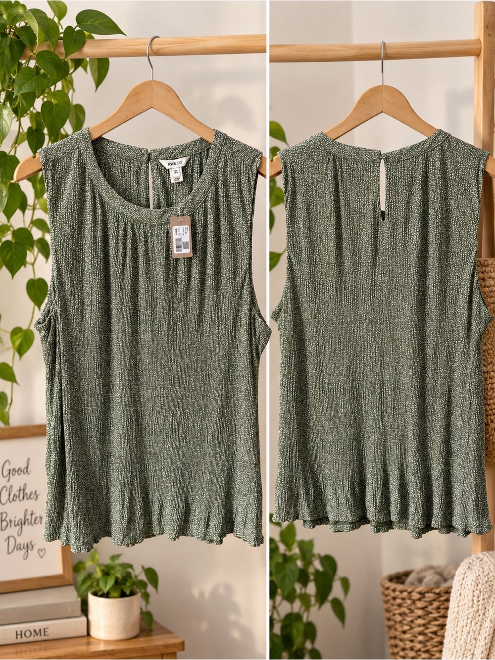 RW&CO. Olive Green Sleeveless Knit Tank